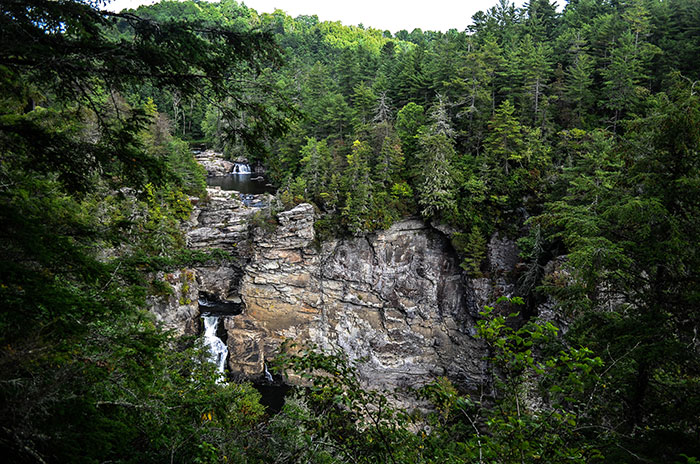 Linville Falls cliffs and waterfall near Boone, NC