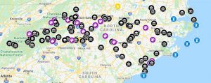 North Carolina Travel Map with 1000 Great Places Included