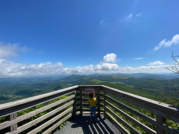 our little girl looking out over the mountains at Elk Knob