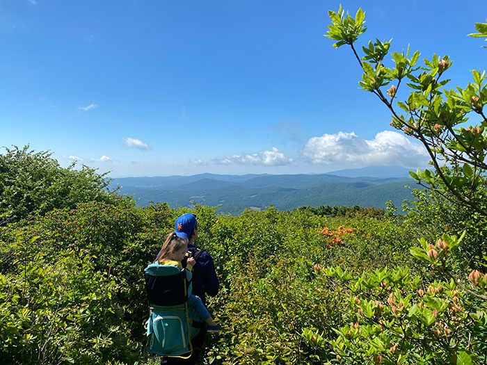 hiking near Elk Know with our little girl