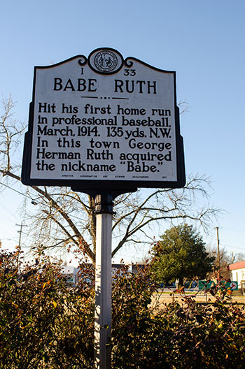 Fayetteville, NC - Marker: Babe Ruth's First Home Run