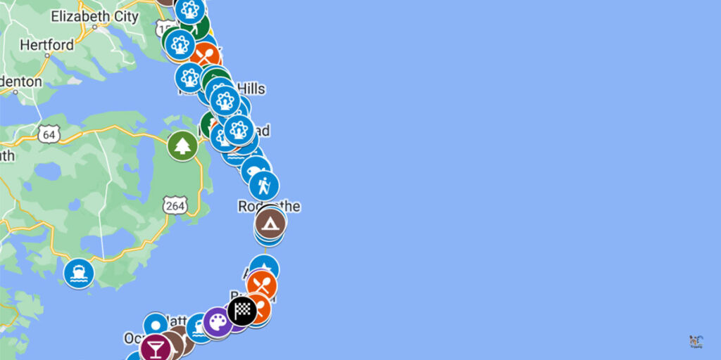 Map of Outer Banks NC Attractions (175 Great Places Listed!)